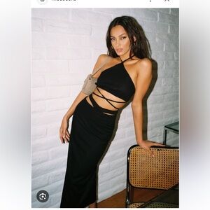 Princess Polly Mariah Set |Black Asymmetrical Cut Out Halter Top and Bottom